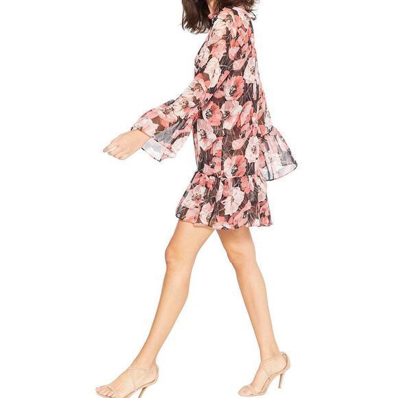 Misa Los Angeles Blythe Dress Floral Pink Black Chiffon - Picture 3 of 8